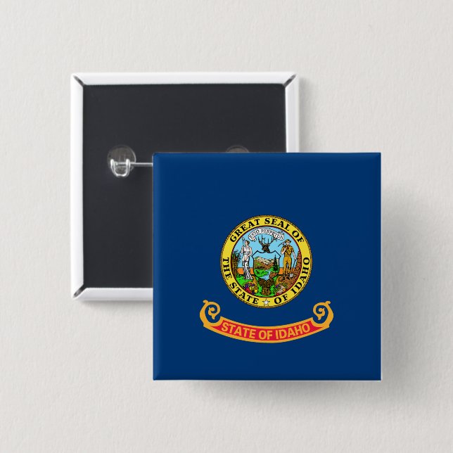 Idaho Flag: the Gem State, America Mountain West Button (Front & Back)