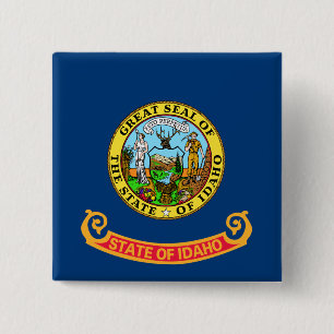 Idaho Flag: the Gem State, America Mountain West Button