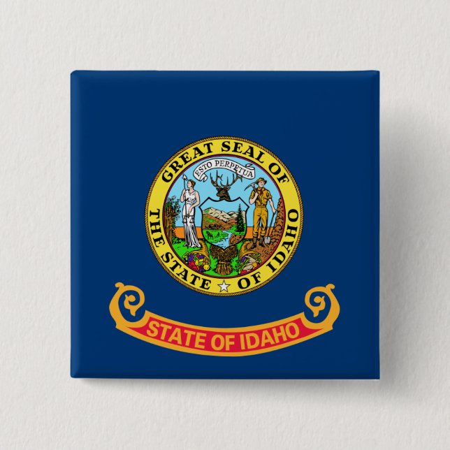 Idaho Flag: the Gem State, America Mountain West Button (Front)