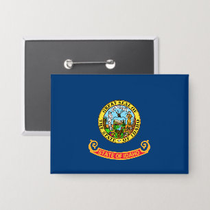 Idaho Flag: the Gem State, America Mountain West Button