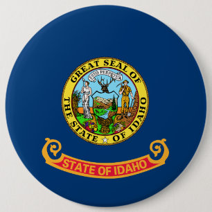 Idaho Flag: the Gem State, America Mountain West Button