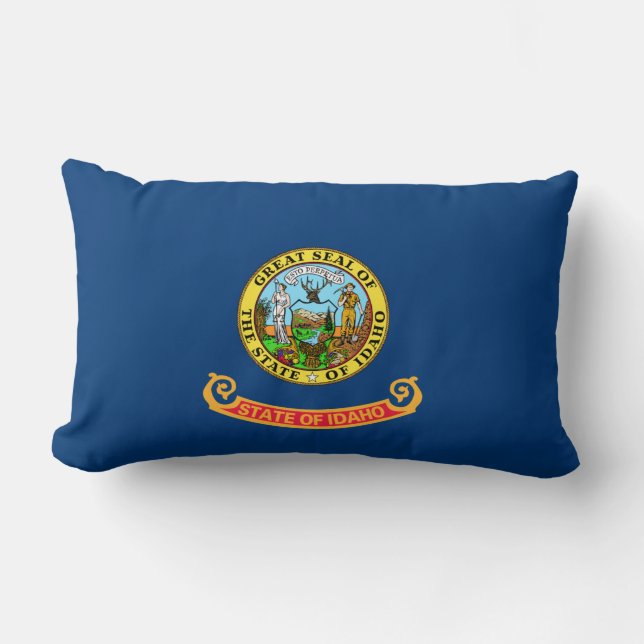 Idaho Flag: the Gem State, America Mountain West Lumbar Pillow (Front)