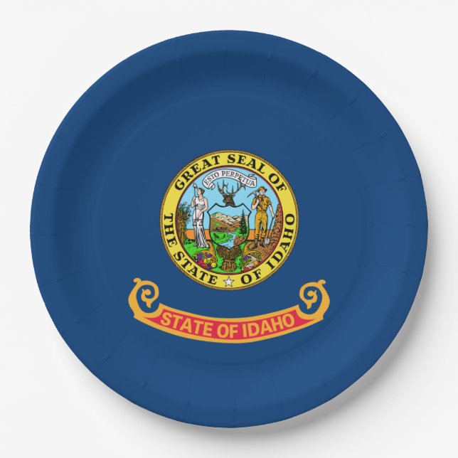 Idaho Flag: the Gem State, America Mountain West Paper Plates (Front)