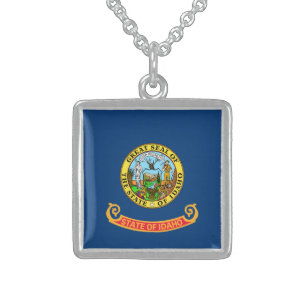 Idaho Flag: the Gem State, America Mountain West Sterling Silver Necklace