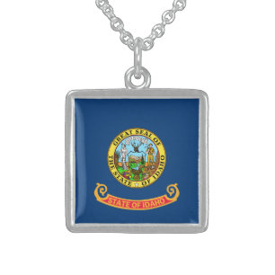 Idaho Flag: the Gem State, America Mountain West Sterling Silver Necklace
