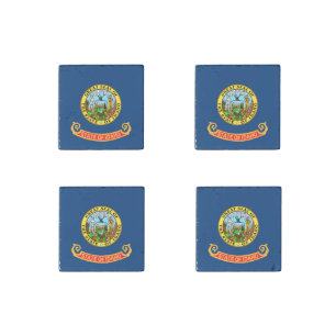 Idaho Flag: the Gem State, America Mountain West Stone Magnet