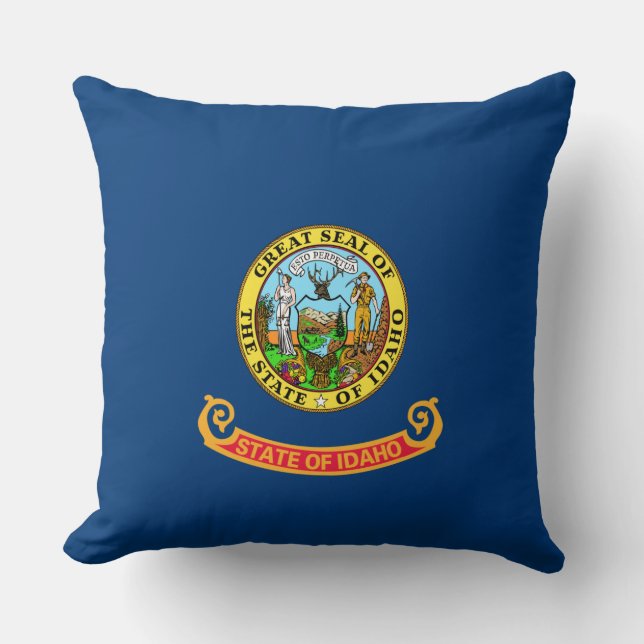 Idaho Flag: the Gem State, America Mountain West Throw Pillow (Front)