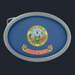 Idaho Flag, the Gem State, American states Belt Buckle<br><div class="desc">The territory of Idaho state was adopted in 1863 and redrawn several times before statehood in 1890. The state emblem was designed by Emma Edwards Green. Idaho The Gem State was admitted into the Union on July 3, 1890, becoming an America's 43rd state. Idaho US state's flag design is in...</div>