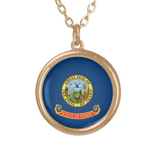 Idaho Flag the Gem State American states Gold Plated Necklace