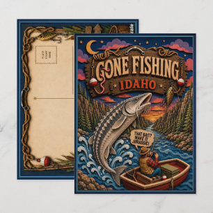 Idaho Gone Fishing White Sturgeon Postcard