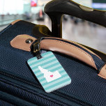 Idaho Heart | Home State Luggage Tag<br><div class="desc">Rep your home state of Idaho with this cute turquoise and pink luggage tag featuring a silhouette map of the state of Idaho with a pink heart inside, overlaid on a trendy preppy aqua stripe background. This cute design in trendy colors makes a great Christmas stocking stuffer or gift for...</div>