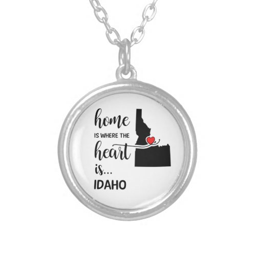 Idaho Home is where the heart is Silver Plated Necklace