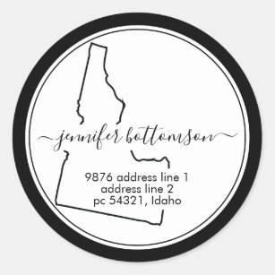 Idaho home return map address Signature Classic Round Sticker