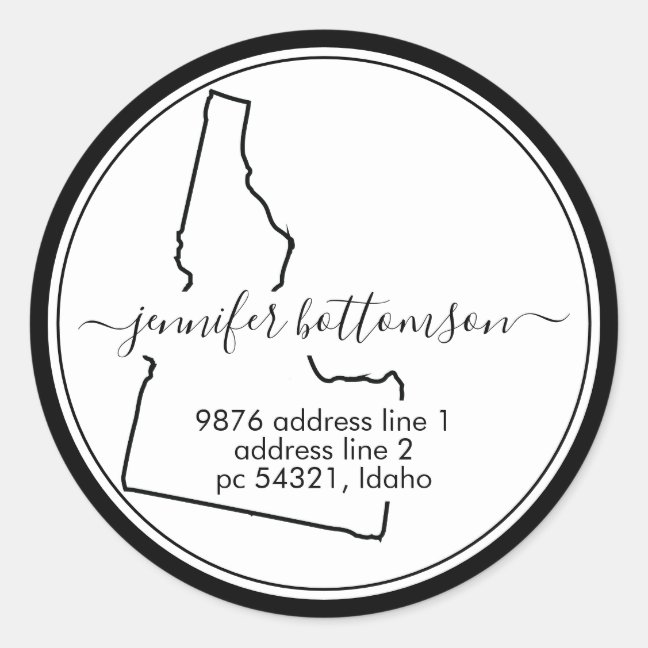 Idaho home return map address Signature Classic Round Sticker