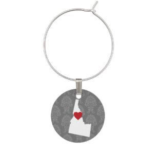 Idaho Home State Map - Custom Wedding Names Wine Glass Charm