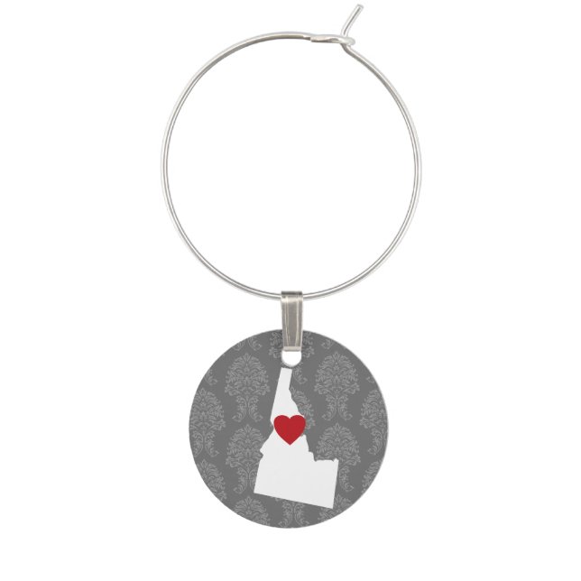 Idaho Home State Map - Custom Wedding Names Wine Glass Charm (Front)