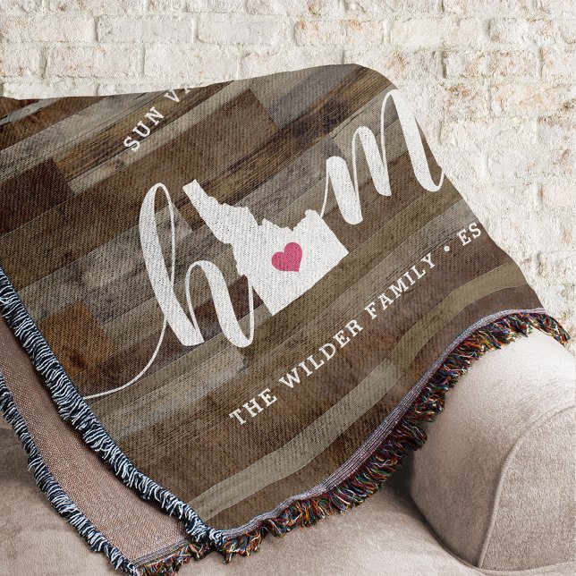 Idaho Home State Personalized Rustic Wood Look Throw Blanket (Creator Uploaded)