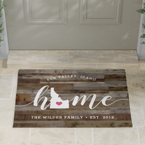 Idaho Home State Personalized Wood Look Doormat