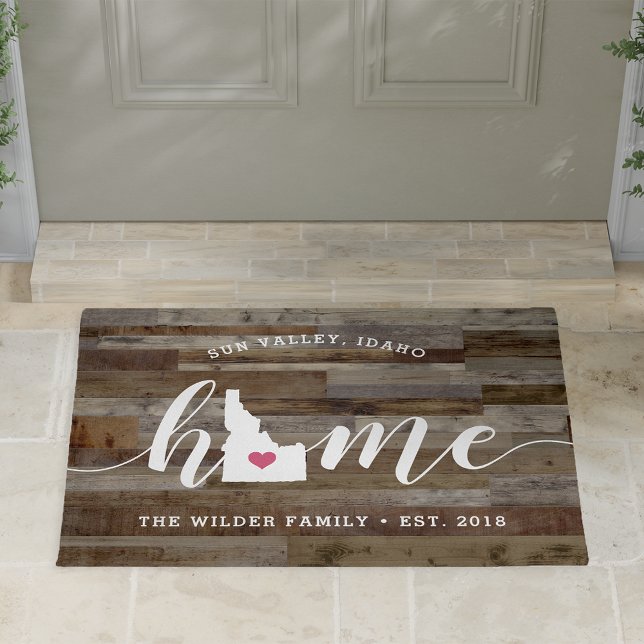Idaho Home State Personalized Wood Look Doormat (Creator Uploaded)