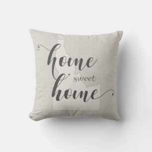 Idaho - Home Sweet Home burlap-look Throw Pillow