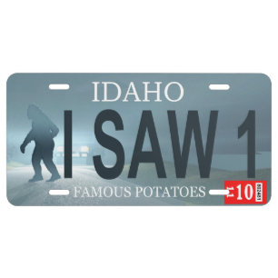 Idaho "I Saw 1" Sasquatch License Plate