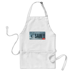 Idaho "I Saw 1" Sasquatch License Plate Adult Apron