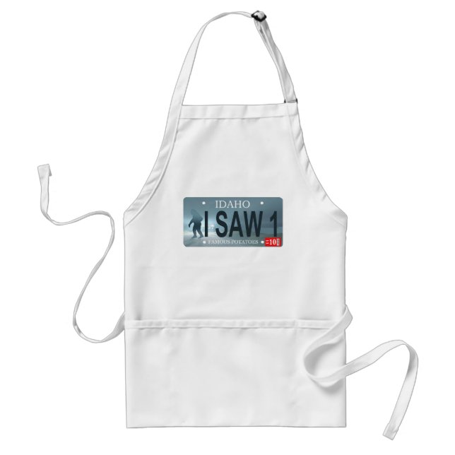 Idaho "I Saw 1" Sasquatch License Plate Adult Apron (Front)