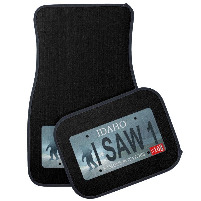 Idaho "I Saw 1" Sasquatch License Plate Car Mat (Set)