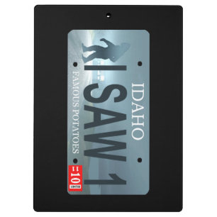 Idaho "I Saw 1" Sasquatch License Plate Clipboard
