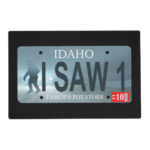 Idaho "I Saw 1" Sasquatch License Plate Placemat