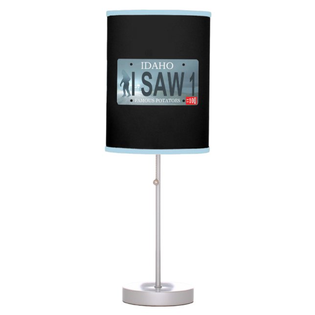 Idaho "I Saw 1" Sasquatch License Plate Table Lamp (Front)