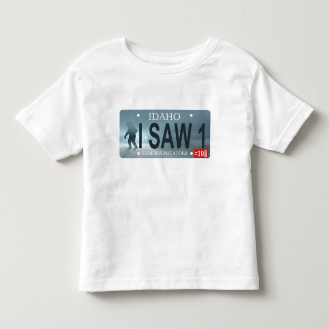 Idaho "I Saw 1" Sasquatch License Plate Toddler T-shirt (Front)