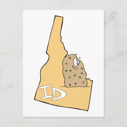 Idaho ID Map  Idaho Potato Spud Cartoon Motto Postcard