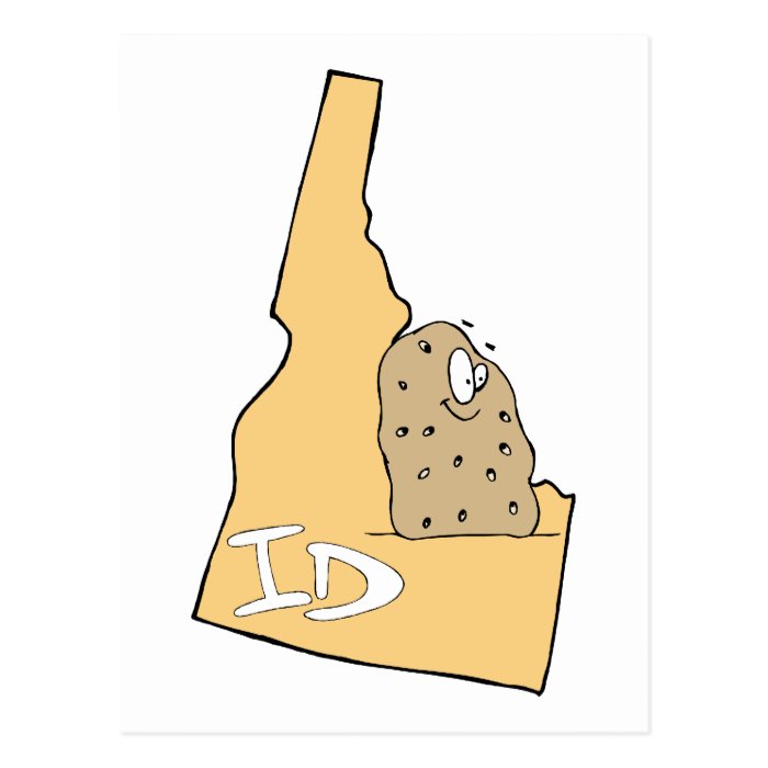 Idaho ID Map & Idaho Potato Spud Cartoon Motto Post Card