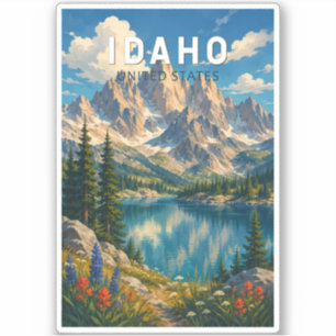 Idaho Illustration Travel Art Vintage Sticker
