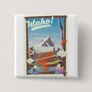Idaho! landscape travel poster pinback button