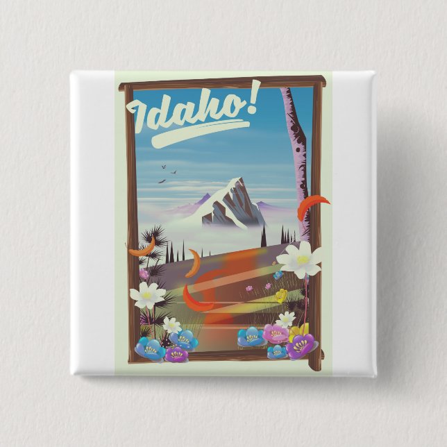 Idaho! landscape travel poster pinback button (Front)