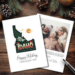 Idaho Map Happy Holidays Photo Flat Holiday Card