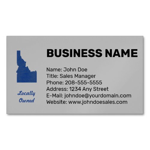 Idaho Map Locally Owned Magnetic Business Card