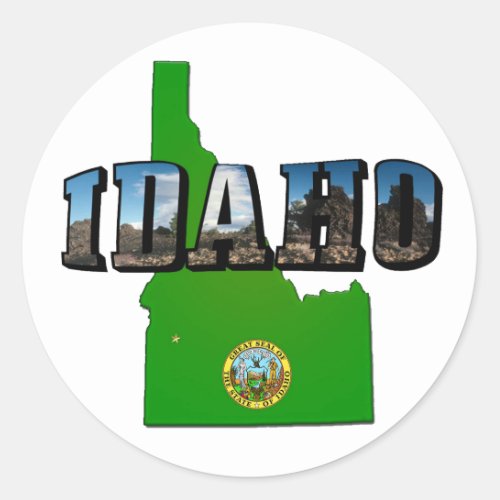 Idaho Map Seal and Picture Text