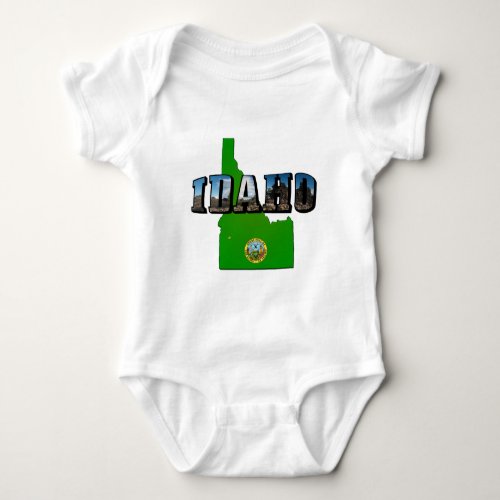 Idaho Map Seal and Picture Text Baby Bodysuit