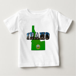 Idaho Map, Seal and Picture Text Baby T-Shirt