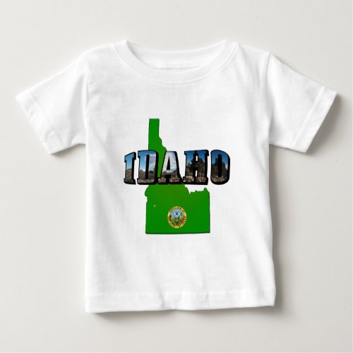 Idaho Map Seal and Picture Text Baby T_Shirt