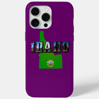 Idaho Map, Seal and Picture Text iPhone 15 Pro Max Case