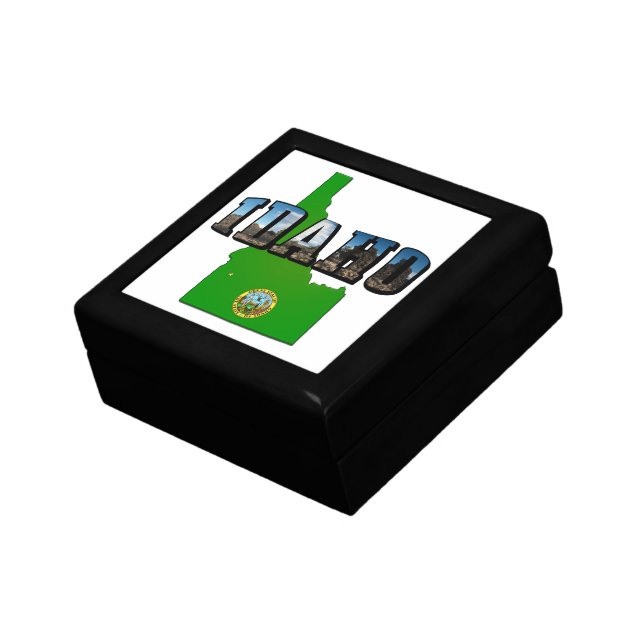 Idaho Map, Seal and Picture Text Gift Box (Side)