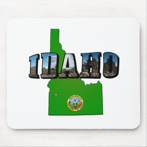 Idaho Map Seal and Picture Text Mouse Pad