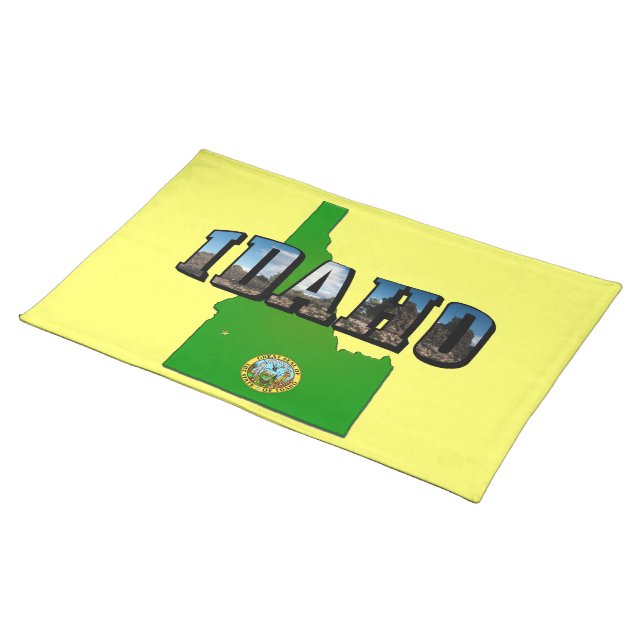 Idaho Map, Seal and Picture Text Placemat (On Table)