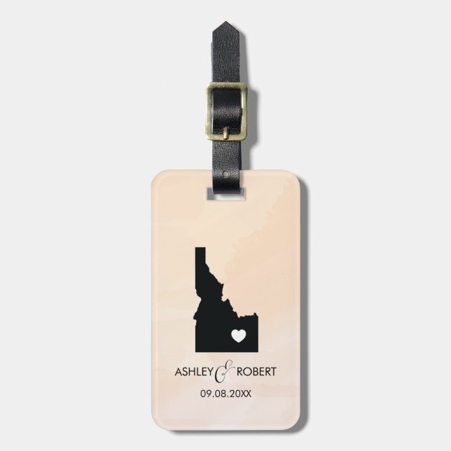Idaho Map Wedding Luggage Tag, Couple's Name Tag (Front Vertical)