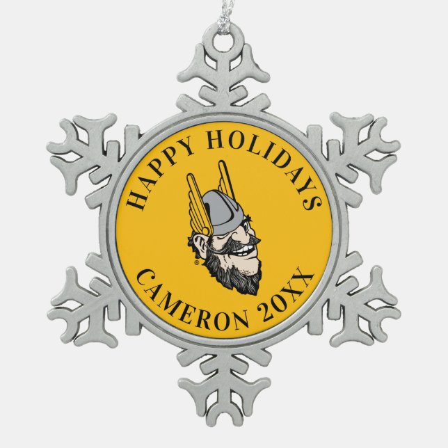 Idaho Mascot Snowflake Pewter Christmas Ornament (Front)