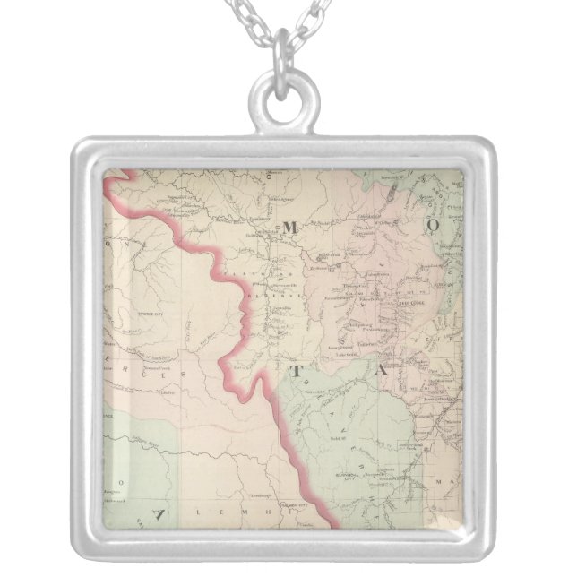 Idaho, Montana Western Portion Silver Plated Necklace (Front)